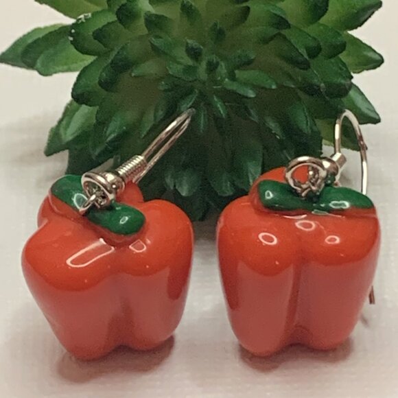 Red Pepper Earring, Funny Food Earring, Gift Idea, Chef Earring, Cook Earring - Picture 2 of 7
